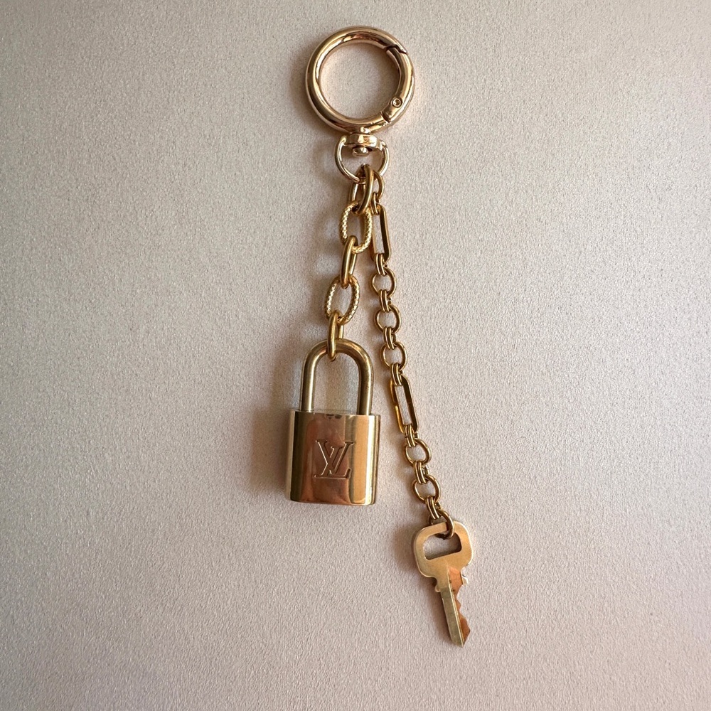 Authentic Louis Vuitton Gold Padlock Key Holder Bag Charm